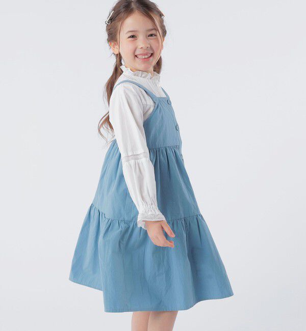SHIPS KIDS「SHIPS KIDS:100～130cm / ピンタック レース ブラウス」|シャツ・ブラウス|