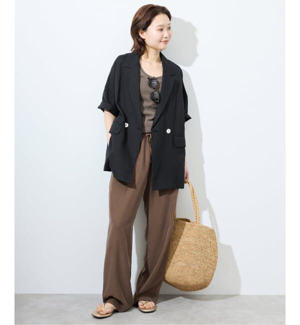 SLOBE IENA「《WEB限定/追加》リネンレーヨンハーフスリーブジャケット」|その他|