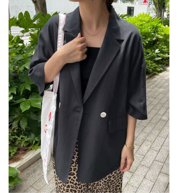 SLOBE IENA「《WEB限定/追加》リネンレーヨンハーフスリーブジャケット」|その他|