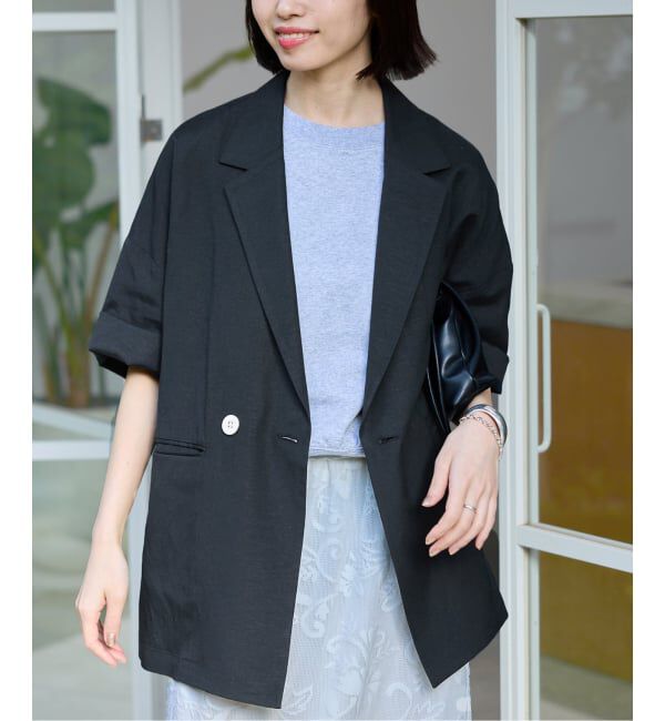 SLOBE IENA「《WEB限定/追加》リネンレーヨンハーフスリーブジャケット」|その他|