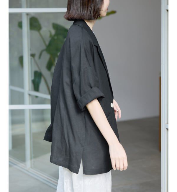 SLOBE IENA「《WEB限定/追加》リネンレーヨンハーフスリーブジャケット」|その他|