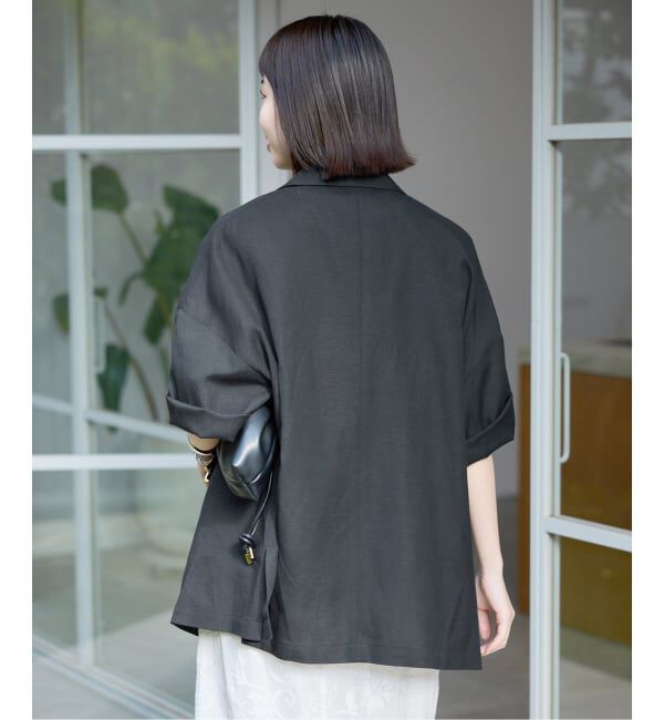 SLOBE IENA「《WEB限定/追加》リネンレーヨンハーフスリーブジャケット」|その他|