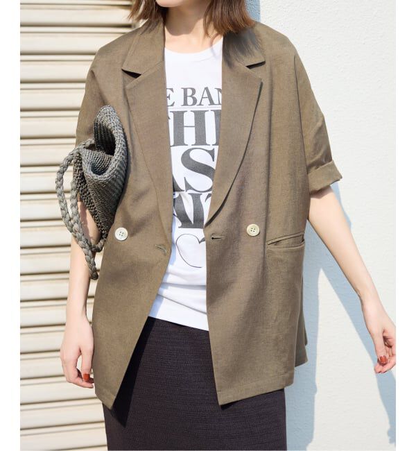 SLOBE IENA「《WEB限定/追加》リネンレーヨンハーフスリーブジャケット」|その他|