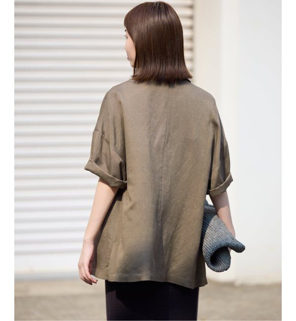 SLOBE IENA「《WEB限定/追加》リネンレーヨンハーフスリーブジャケット」|その他|
