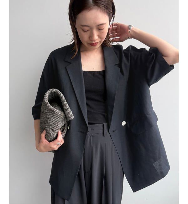 SLOBE IENA「《WEB限定/追加》リネンレーヨンハーフスリーブジャケット」|その他|