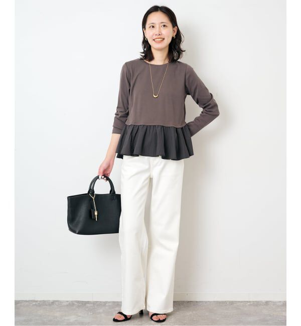 SLOBE IENA「《予約》布帛ドッキングフライスカットソー」|Tシャツ・カットソー|