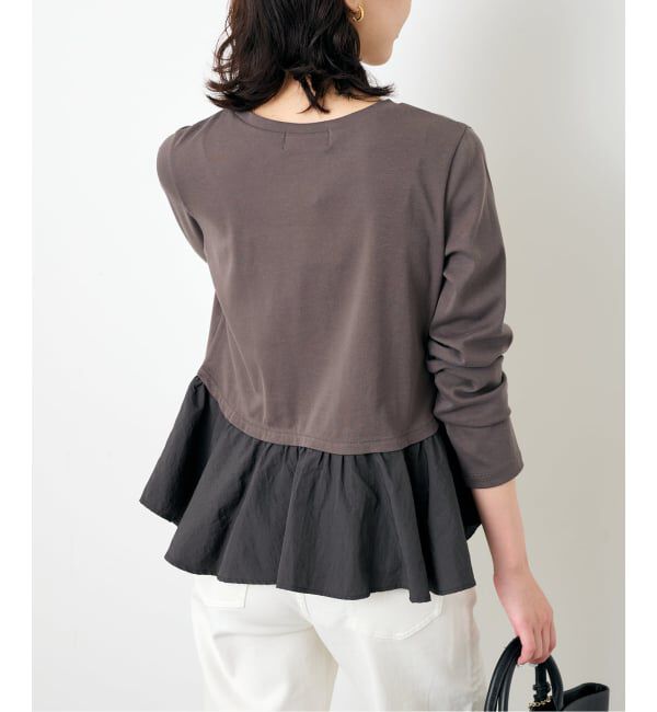 SLOBE IENA「《予約》布帛ドッキングフライスカットソー」|Tシャツ・カットソー|