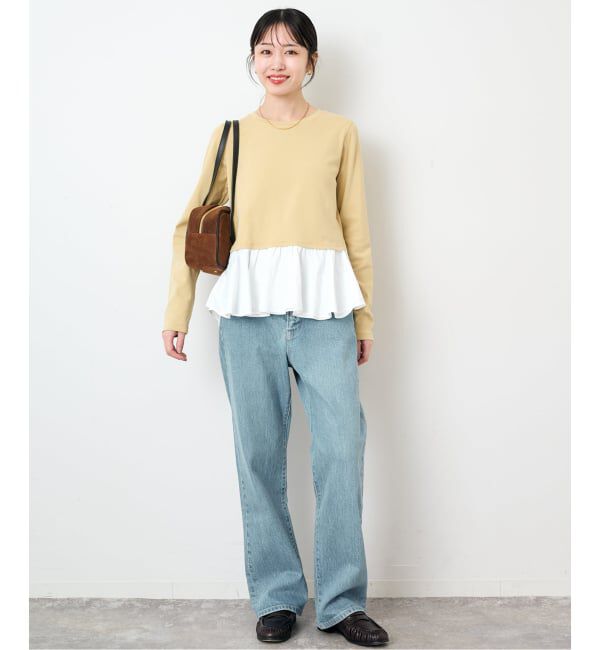 SLOBE IENA「《予約》布帛ドッキングフライスカットソー」|Tシャツ・カットソー|
