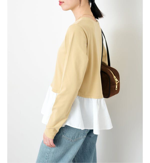 SLOBE IENA「《予約》布帛ドッキングフライスカットソー」|Tシャツ・カットソー|