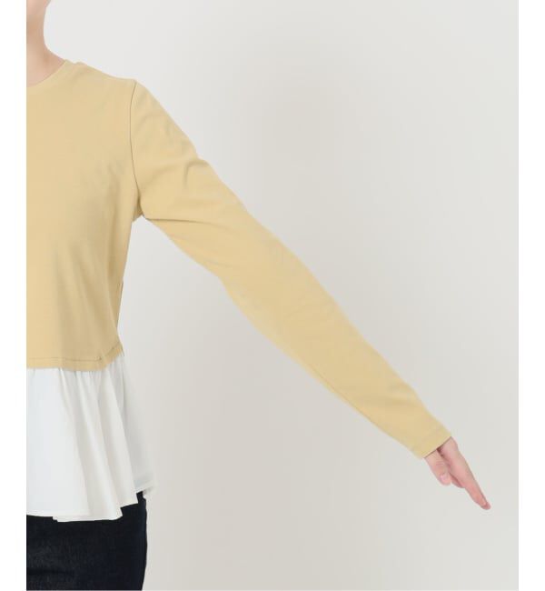 SLOBE IENA「《予約》布帛ドッキングフライスカットソー」|Tシャツ・カットソー|