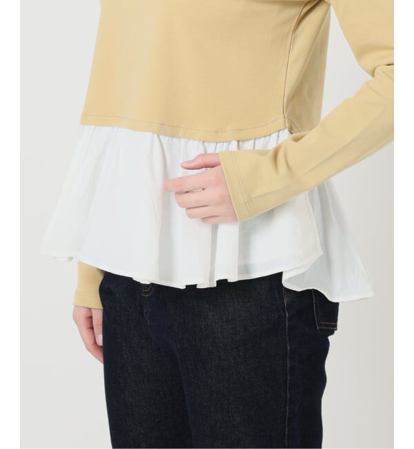 SLOBE IENA「《予約》布帛ドッキングフライスカットソー」|Tシャツ・カットソー|