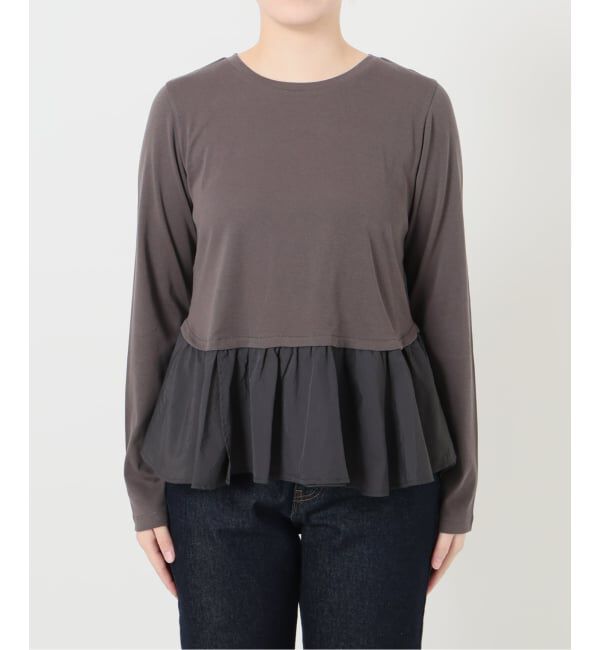 SLOBE IENA「《予約》布帛ドッキングフライスカットソー」|Tシャツ・カットソー|