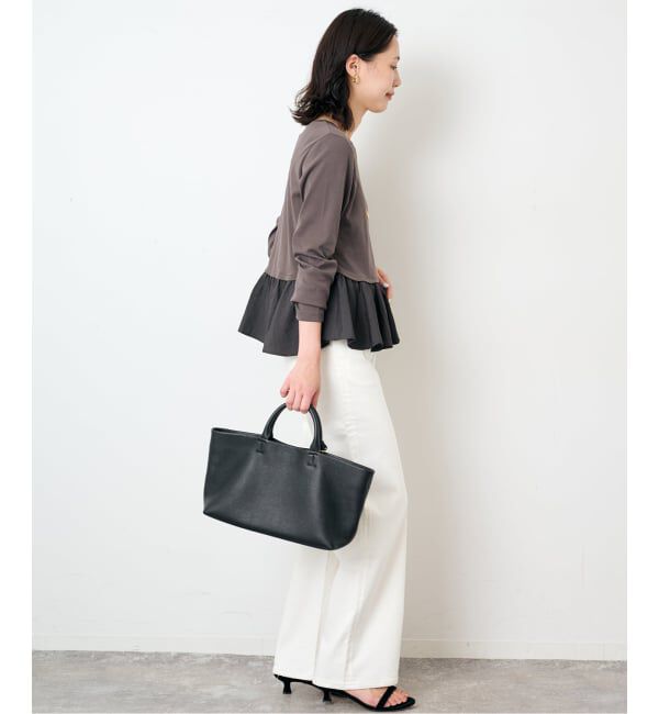 SLOBE IENA「《予約》布帛ドッキングフライスカットソー」|Tシャツ・カットソー|