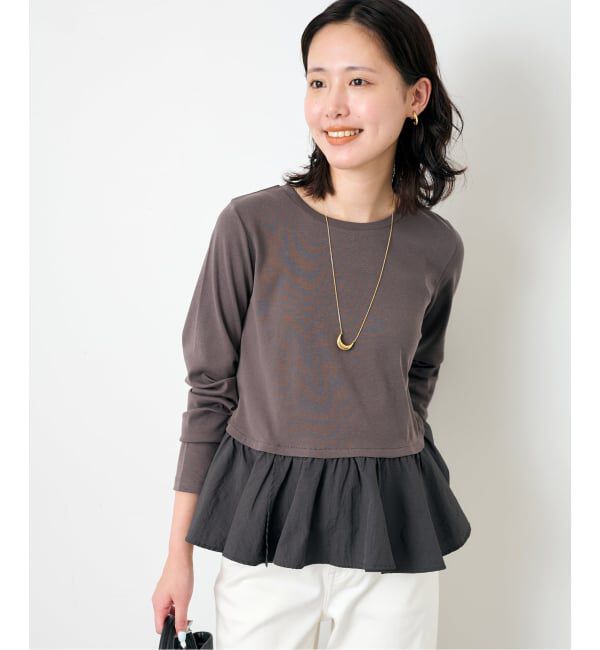 SLOBE IENA「《予約》布帛ドッキングフライスカットソー」|Tシャツ・カットソー|