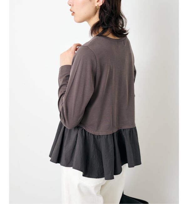 SLOBE IENA「《予約》布帛ドッキングフライスカットソー」|Tシャツ・カットソー|