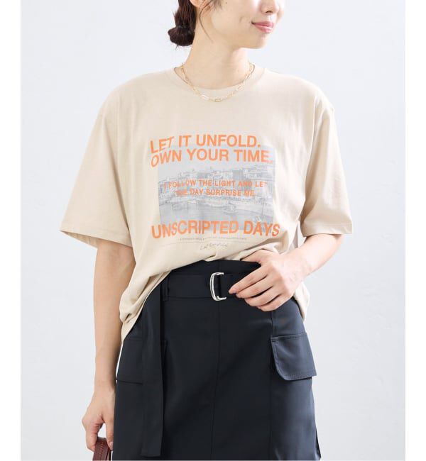 IENA「LOGOプリント PHOTO Tシャツ」|Tシャツ・カットソー|オレンジ
