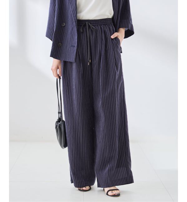 journal standard L'essage「シルクMIXシアー&ストライプパンツ」|その他|ネイビー