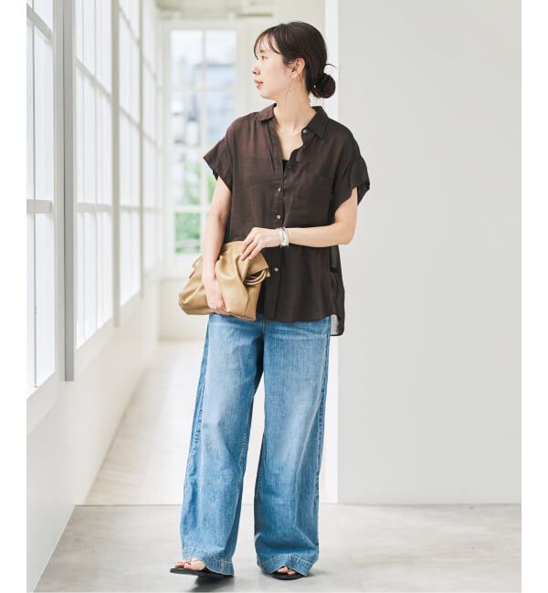 Spick and Span「《セットアップ可》ラミーブレンドフレンチスリーブシャツ」|シャツ・ブラウス|