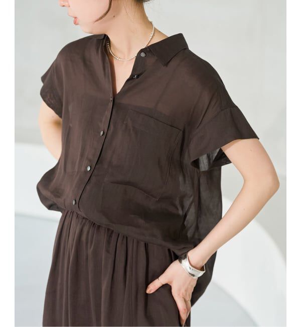 Spick and Span「《セットアップ可》ラミーブレンドフレンチスリーブシャツ」|シャツ・ブラウス|