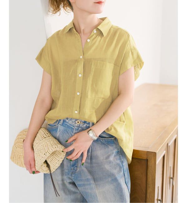 Spick and Span「《セットアップ可》ラミーブレンドフレンチスリーブシャツ」|シャツ・ブラウス|