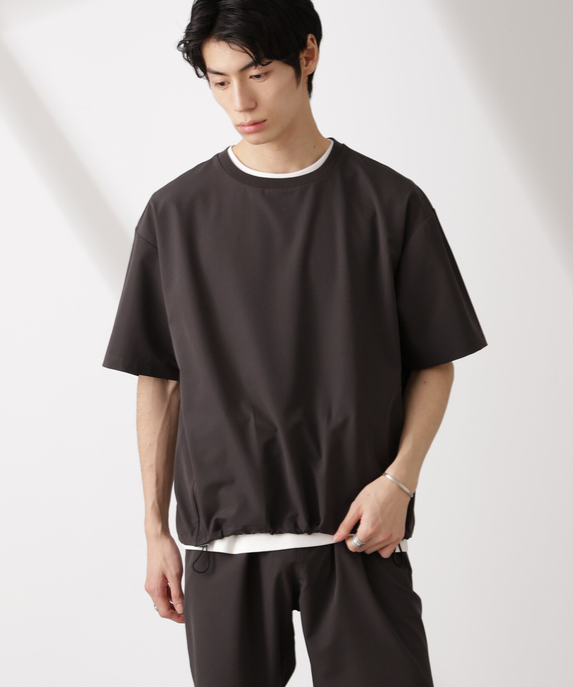  「ライトウェイトストレッチ プルオーバー半袖(セットアップ可)」|Tシャツ・カットソー|チャコール3