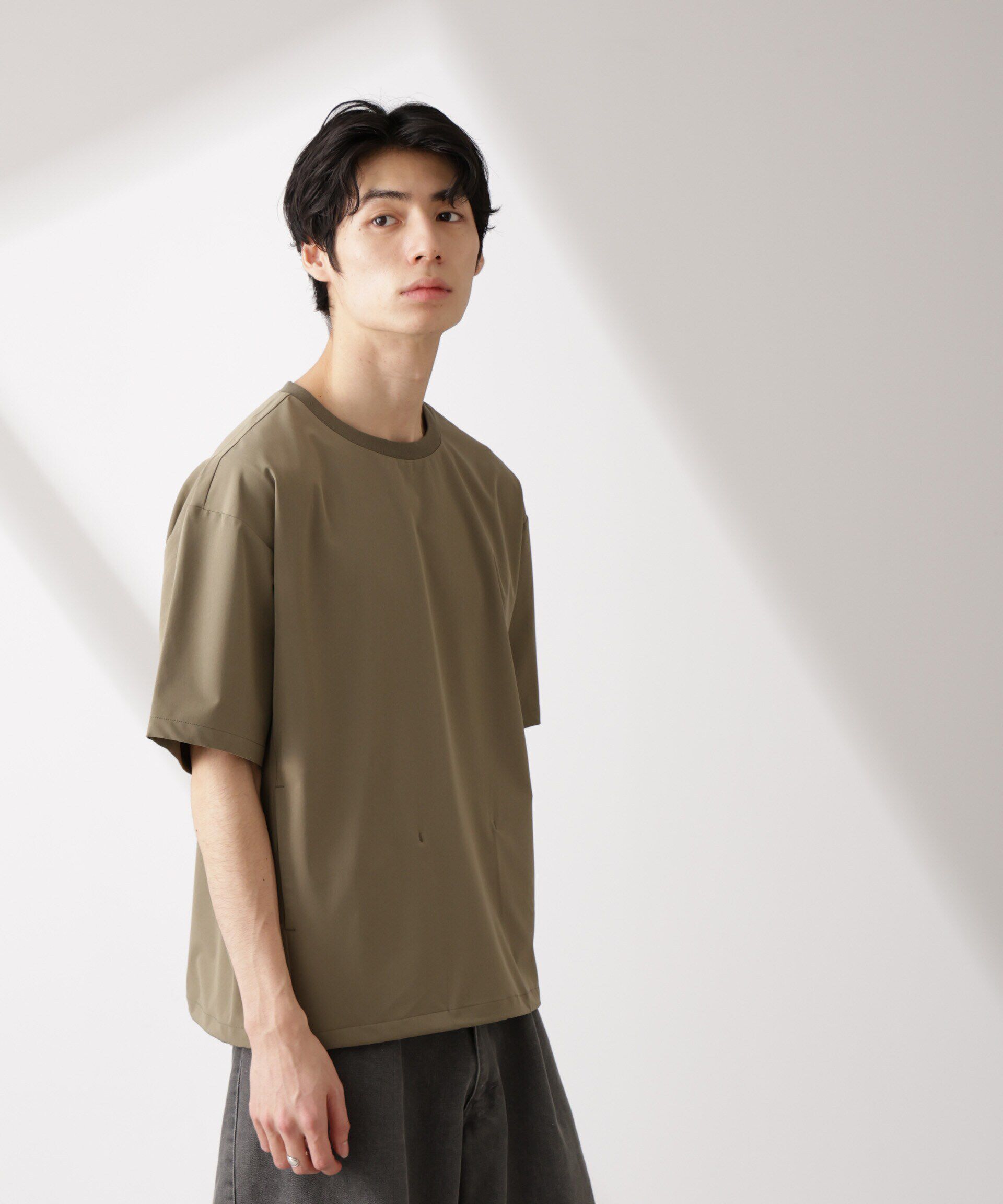  「ライトウェイトストレッチ プルオーバー半袖(セットアップ可)」|Tシャツ・カットソー|カーキ