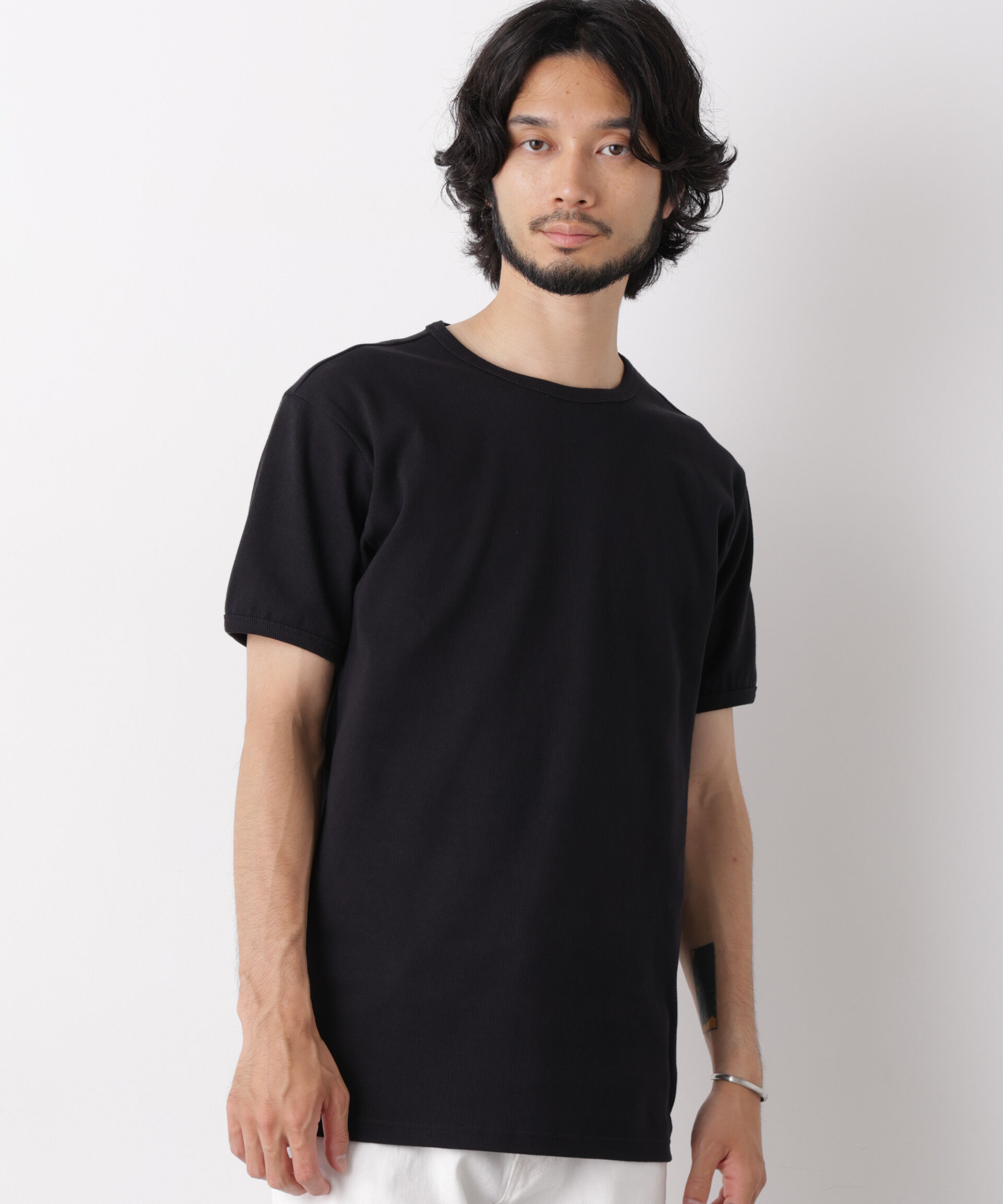 nano･universe「リブフライスTシャツ 半袖」|Tシャツ・カットソー|ブラック