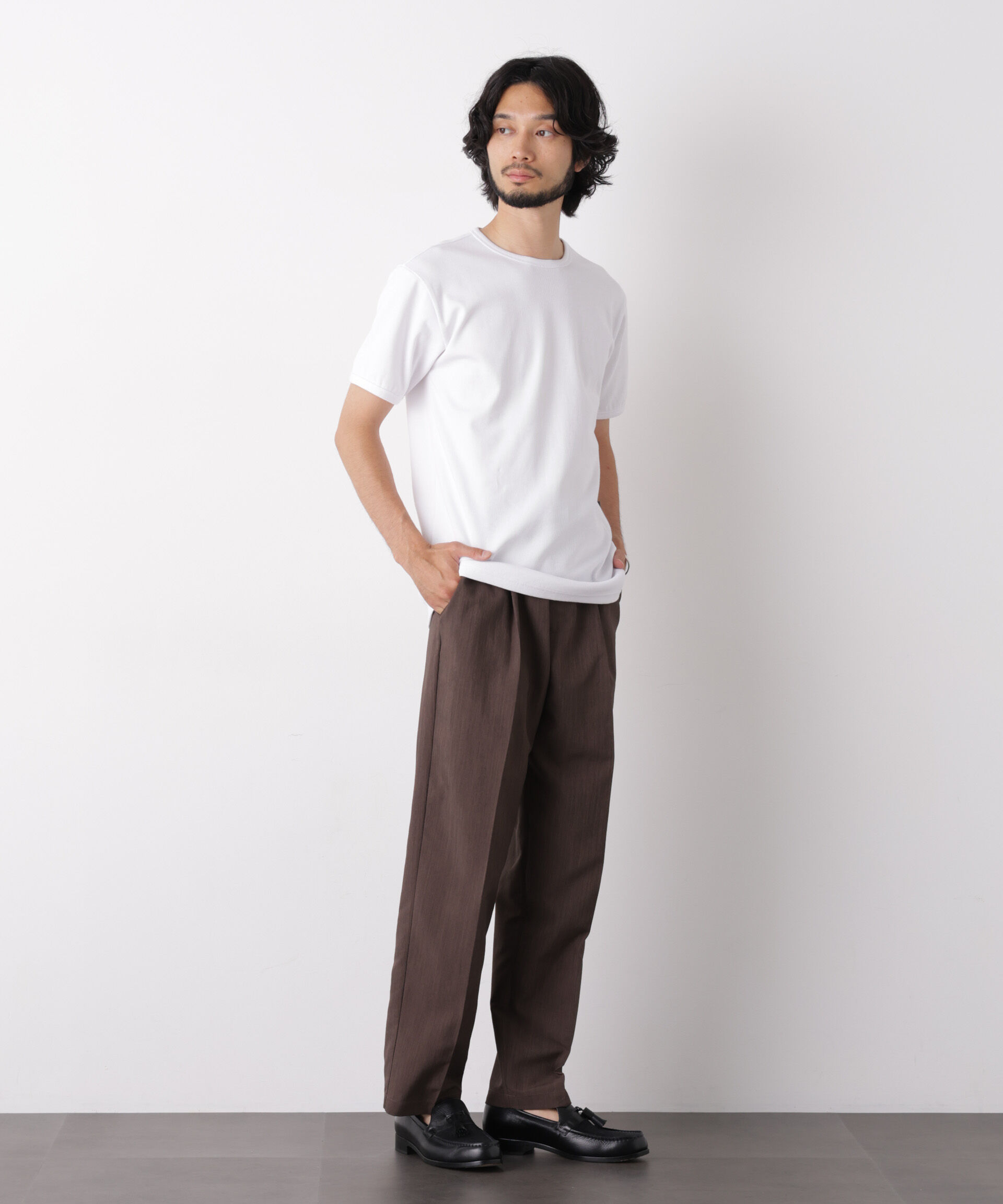 nano･universe「リブフライスTシャツ 半袖」|Tシャツ・カットソー|