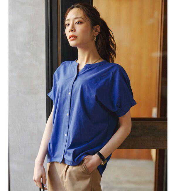 ANY SIS「【美ライン大人T】裾タックゆる プルオーバー」|Tシャツ・カットソー|ブルー