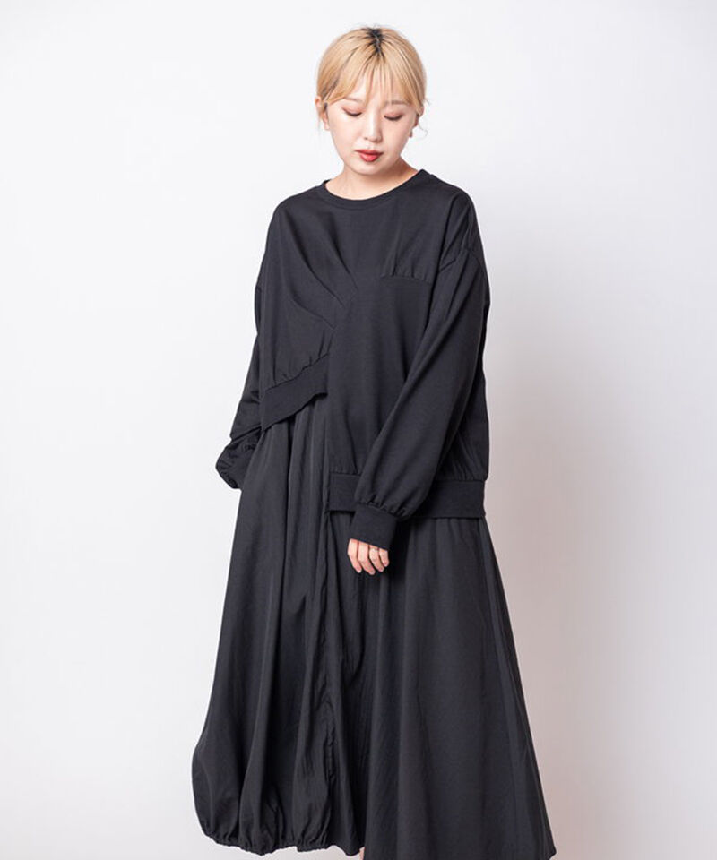  「切替アシンメトリーワンピース」|ワンピース|BLACK