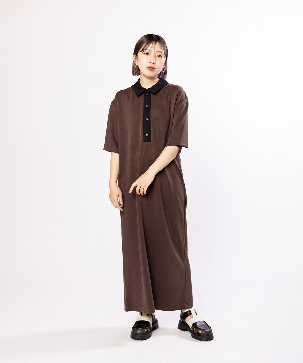  「配色シャツカラーワンピース」|ワンピース|