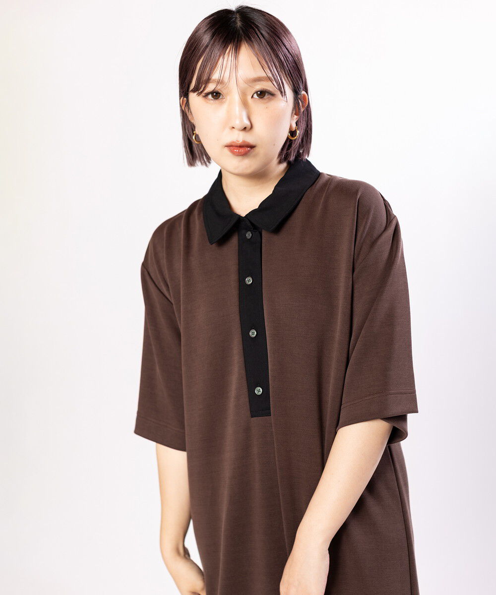  「配色シャツカラーワンピース」|ワンピース|