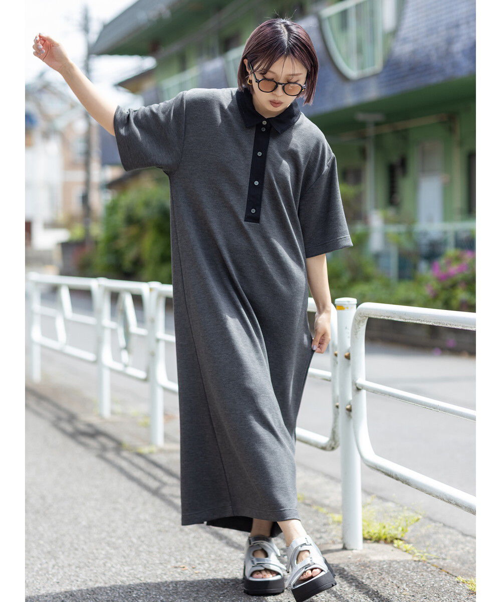  「配色シャツカラーワンピース」|ワンピース|