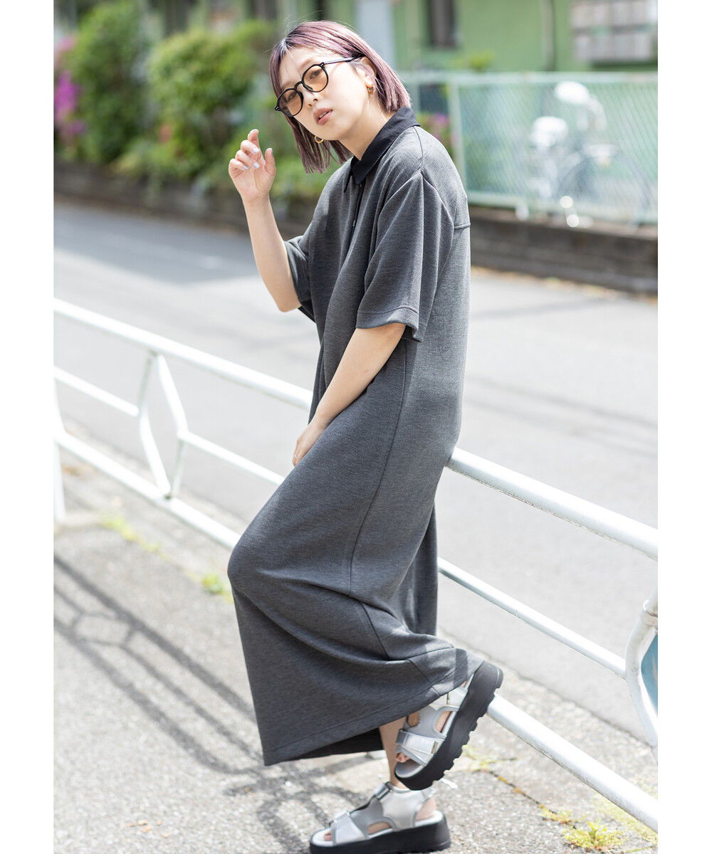  「配色シャツカラーワンピース」|ワンピース|