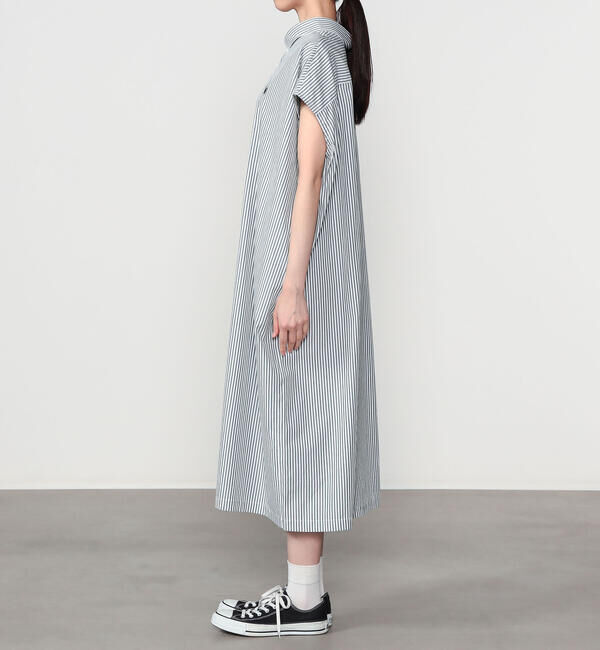 GYMPHLEX「Gymphlex | コットン スリーブレス ボタンダウンシャツワンピース STRIPE WOMEN」|ワンピース|
