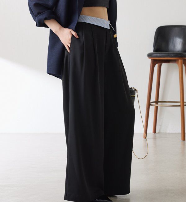  「《再入荷決定！SNSで人気》【Nuel/ヌエル】 2WAYハイウエストパンツ」|スラックス|