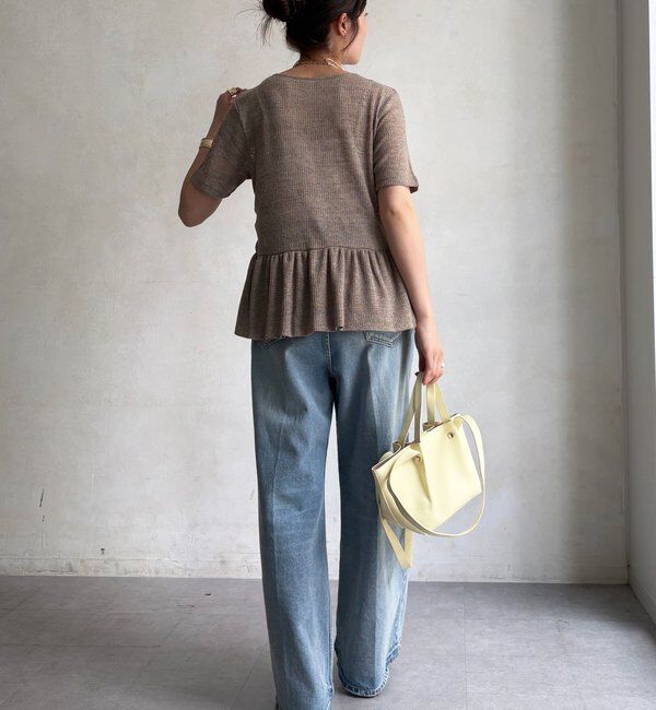  「【WEB限定】リネン混シアーワッフル裾バルーンプルオーバー」|Tシャツ・カットソー|