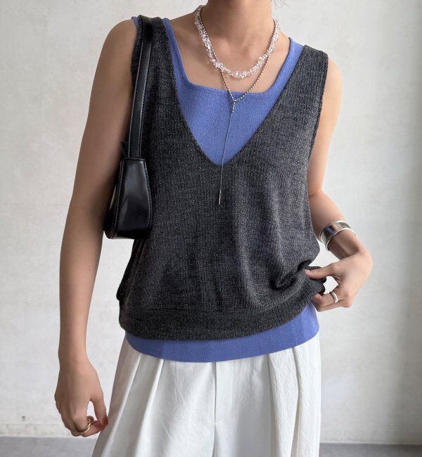  「【WEB限定】リネン混シアーワッフル裾バルーンプルオーバー」|Tシャツ・カットソー|