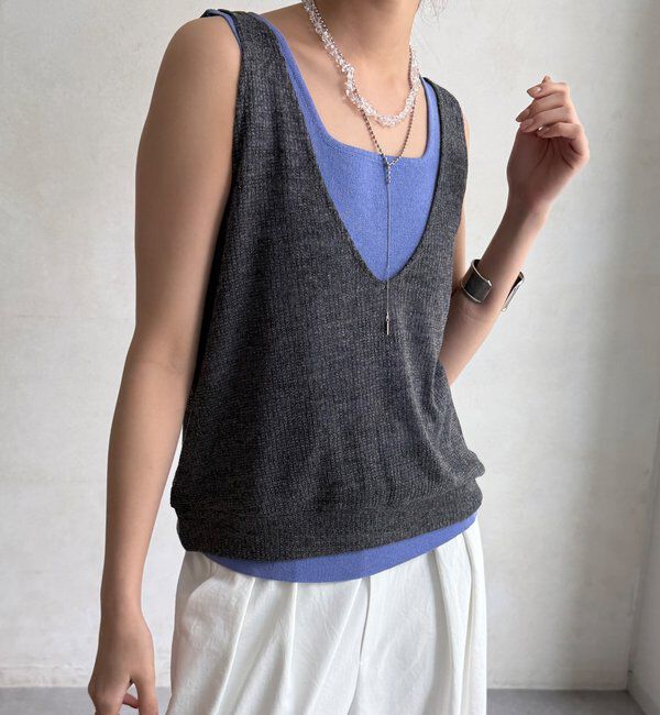  「【WEB限定】リネン混シアーワッフル裾バルーンプルオーバー」|Tシャツ・カットソー|