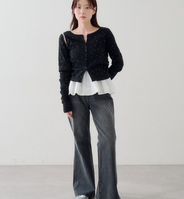  「【脚長効果/4サイズ展開】フレアデニムパンツ」|デニム|