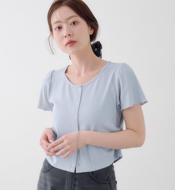  「【無地＆ドット】ドット針抜きカーディガン」|カーディガン|