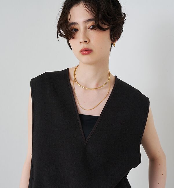 Rouge vif「【セットアップ対応】麻調ダブルクロスベスト/ジレ」|ベスト・ジレ|