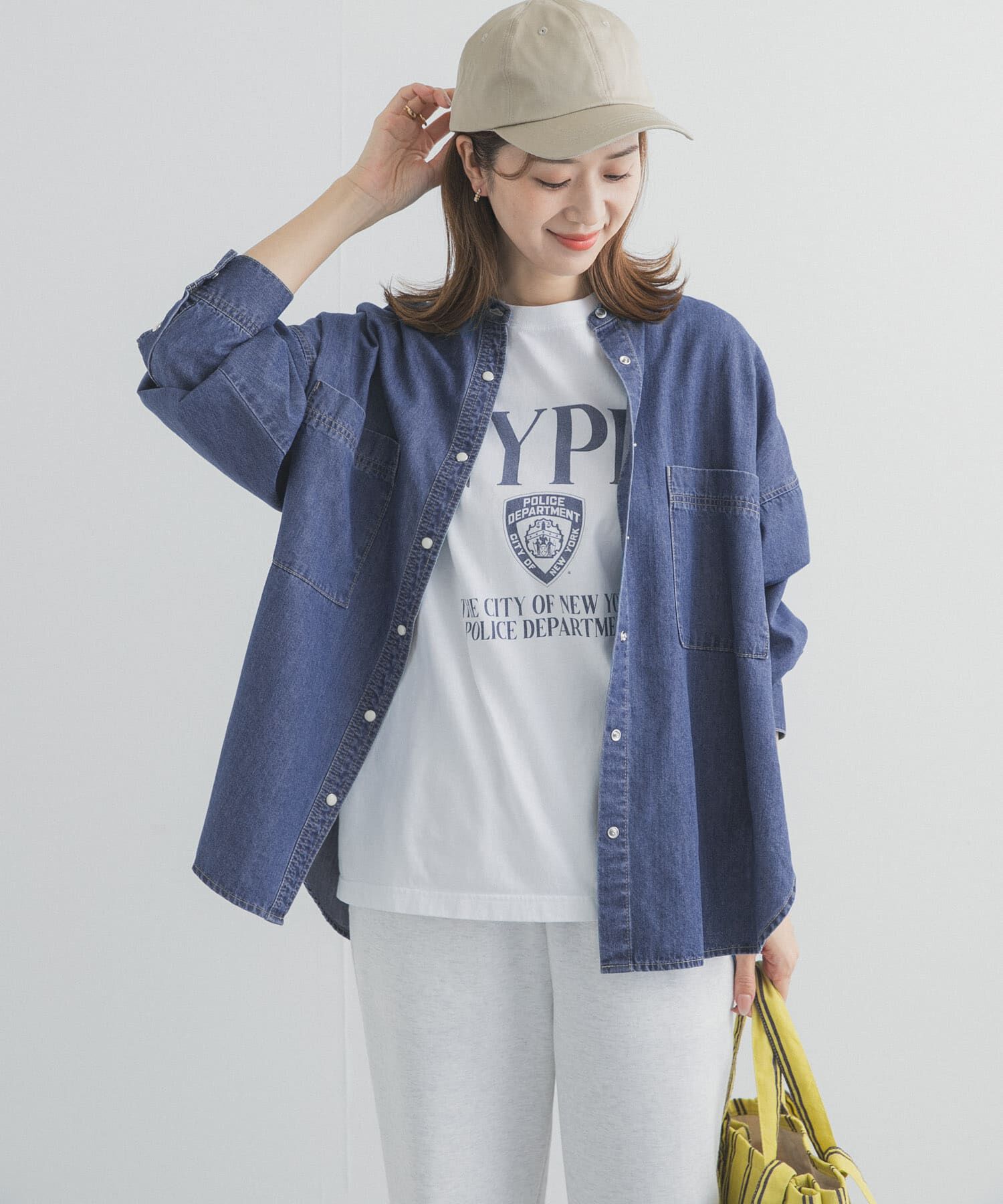 URBAN RESEARCH DOORS「デニムバンドカラーシャツ」|シャツ・ブラウス|