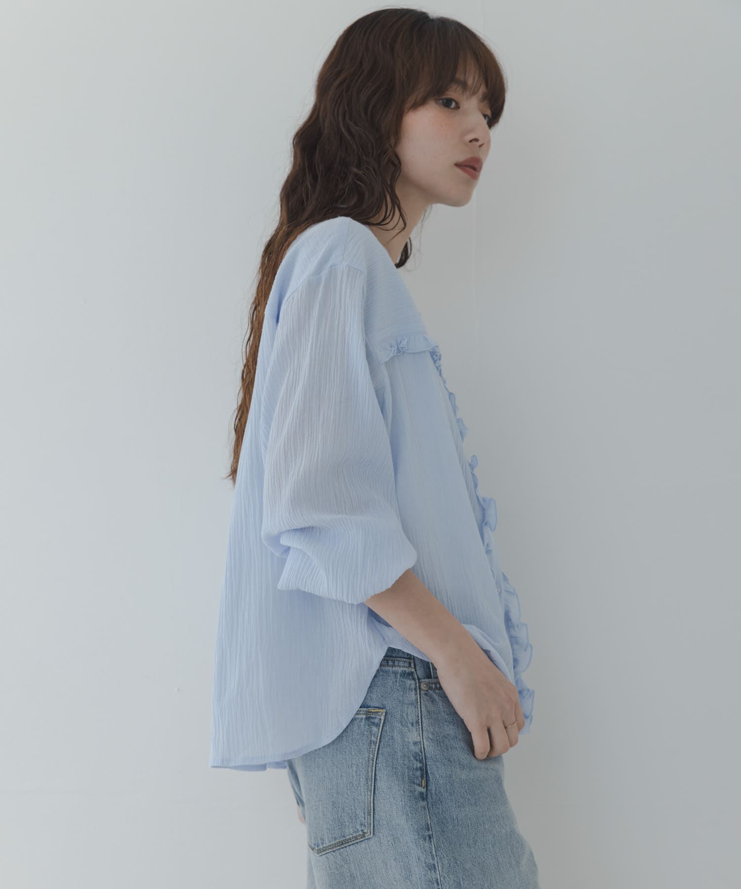 Sonny Label 「バンドカラーフリルコットンシャツブラウス」|シャツ・ブラウス|