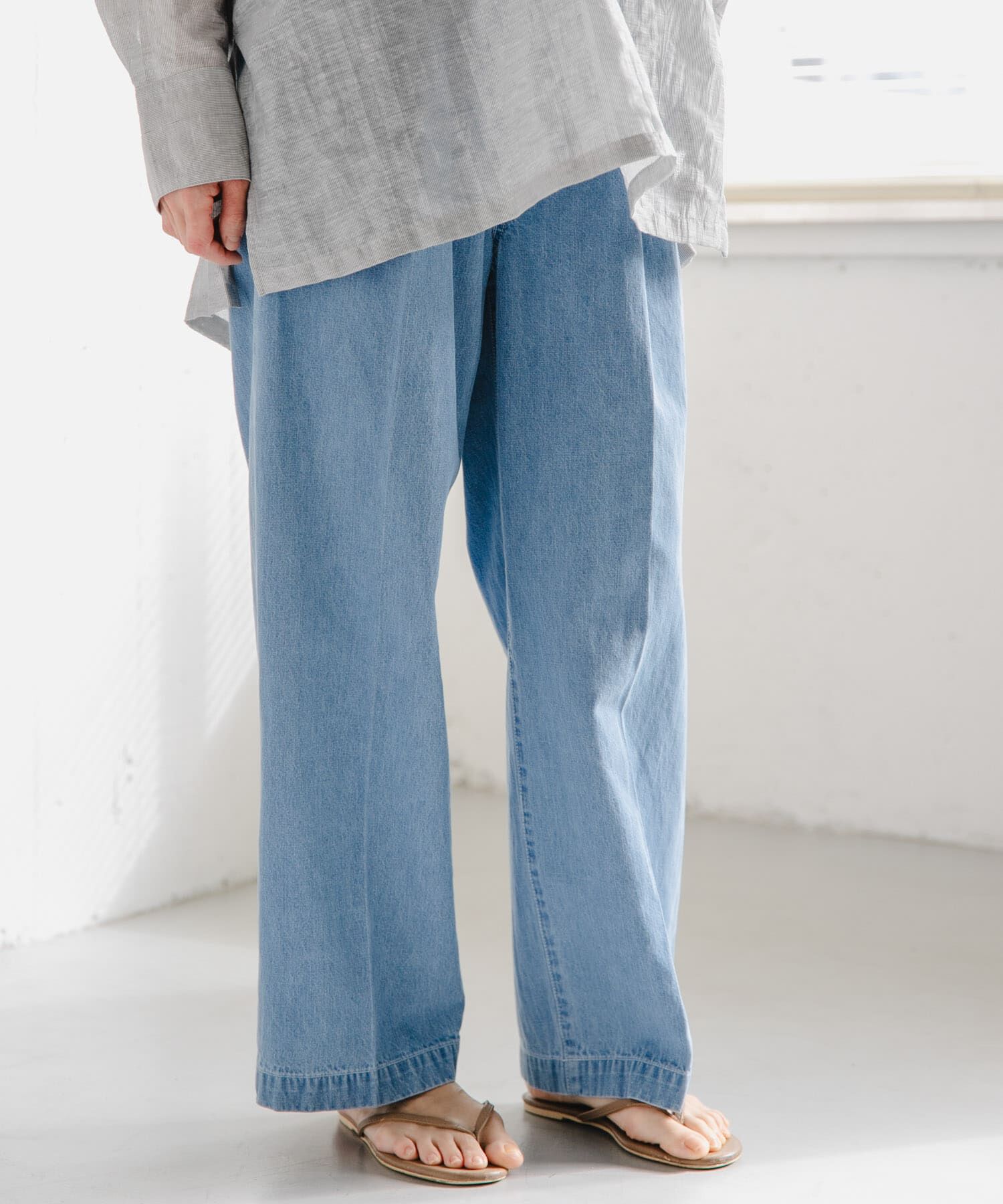 URBAN RESEARCH DOORS「FORK&SPOON　綿麻デニムパンツ」|デニム|ブルー系その他