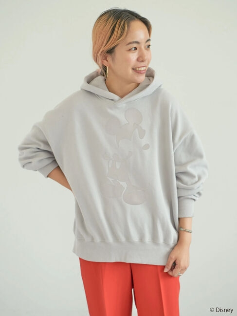  「フロッキープリント裏起毛パーカー/Mickey」|Tシャツ・カットソー|