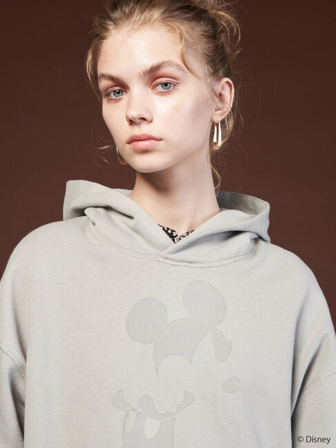 「フロッキープリント裏起毛パーカー/Mickey」|Tシャツ・カットソー|