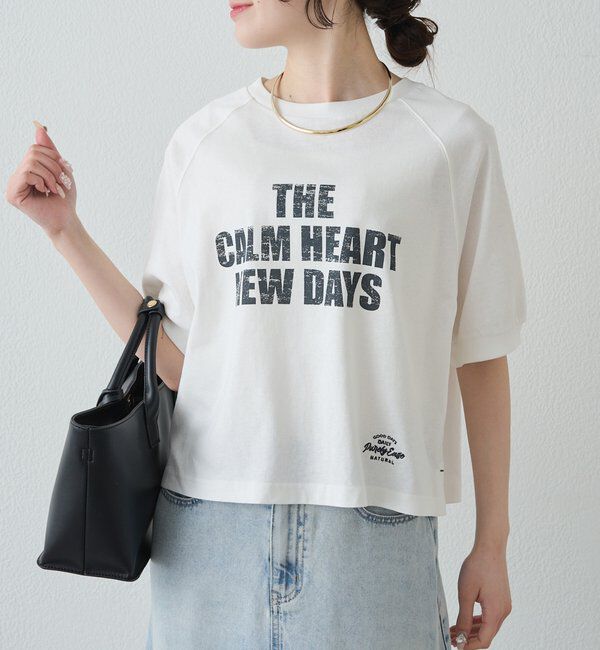  「【汗ジミ防止加工】ロゴプリントTシャツ」|プルオーバー|オフホワイト