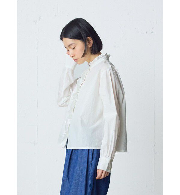 MidiUmi「MidiUmi フロントフリルレースシャツ」|シャツ・ブラウス|