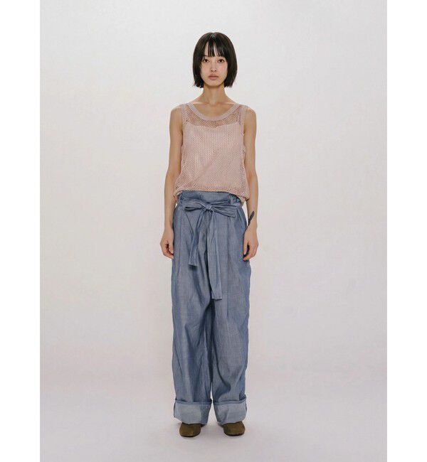 MIDIUMISOLID「MIDIUMISOLID for Ladies シアーデニムイージーパンツ（BLEACH）」|その他|ブルー